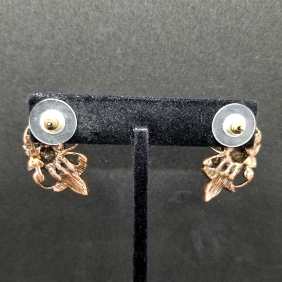 Copper aurora borealis crystal flower earrings - Picture 3 of 7